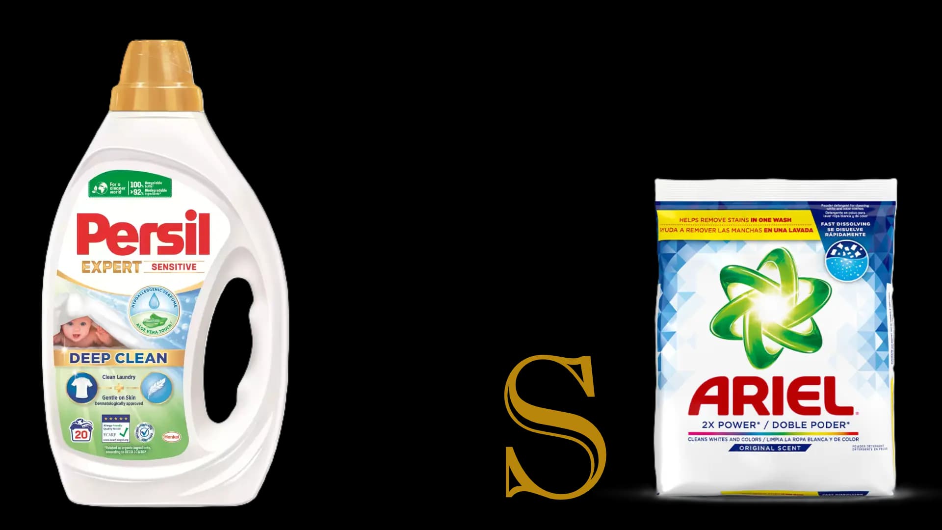 Comparison of Persil and Ariel laundry detergents